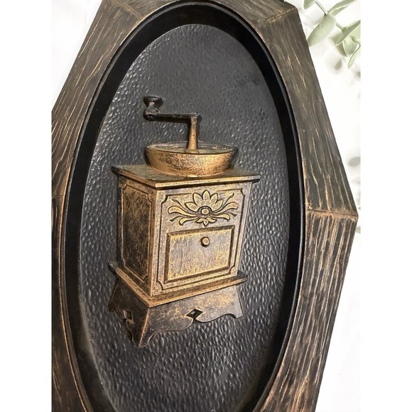 Coffee Grinder Dart Ind Wall Hangings Vtg 1970s Copper Look Plastic 12" Set of 2 - Picture 3 of 12